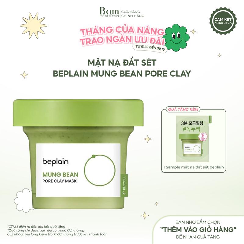 Mẫu mới - Mặt nạ đất sét đậu xanh  Beplain Mung Bean Pore Clay Mask 120ml