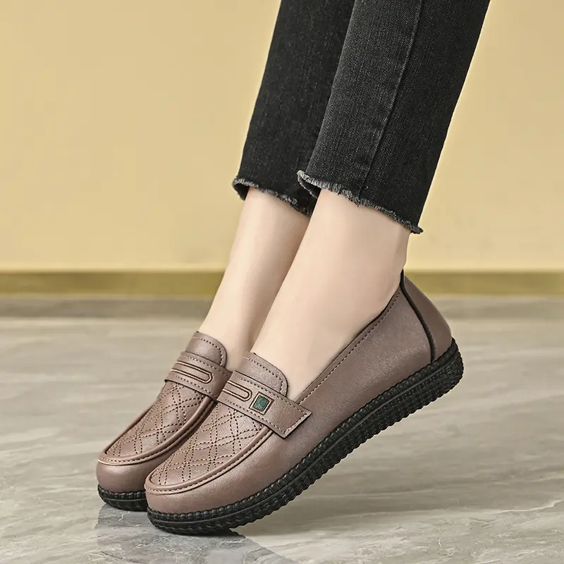 Sepatu Wanita Flat Shoes Wanita Kulit Korea Kulit Asli Fashion Terbaru Sepatu Kantor Elegan Nyaman Bernapas Ringan Kasual Karet 2