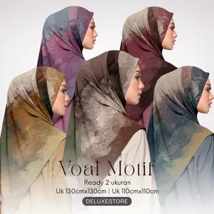 Segiempat Voal Motif Premium Sublime 2 Ukuran 110cmx110cm dan 130cmx130cm Kerudung Segiempat Motif Murah Seragaman