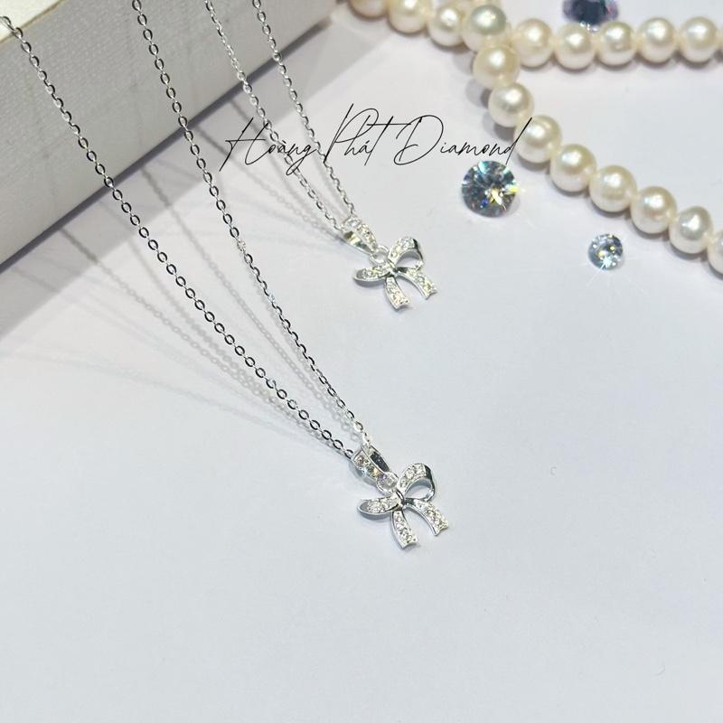 Trang Sức Dây Chuyền Bạc Ý 925 Chữ Cong Phối Mặt Nơ Chạm Tấm (P007) KHÔNG XI