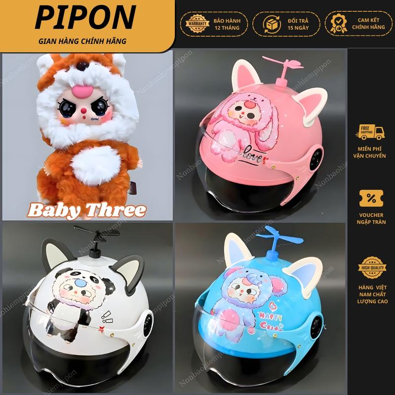  Mũ bảo hiểm trẻ em hình Baby Three gắn kính kèm phụ kiện cute Nón bảo hiểm đạt chuẩn ATGT bảo hành 12 tháng 