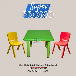 Meja Kotak Hulwa Set 2 Kursi Meja Persegi Paud TK