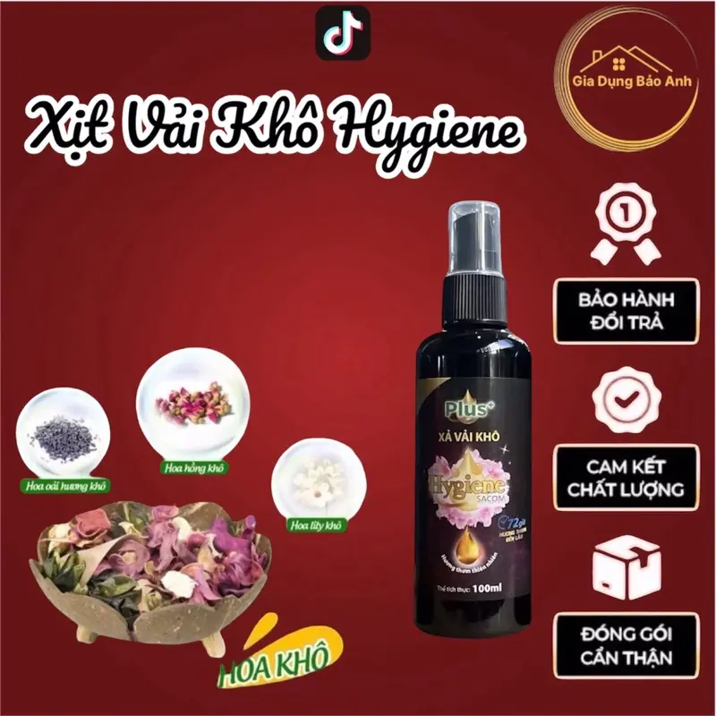 ￼Chai Xịt Vải Khô Hygiene Sacom Plus+ Giữ Hương Thơm Lâu Trên Quần Áo, Vải Chai 100mL, Xịt Xả Vải Khô Thơm Lâu