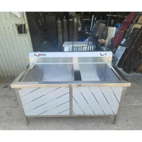 Máy Rửa Bát Hai Ngăn 1.8M Sóng Siêu Âm – Bồn Rửa 90×60×30cm Inox 304 Cao Cấp