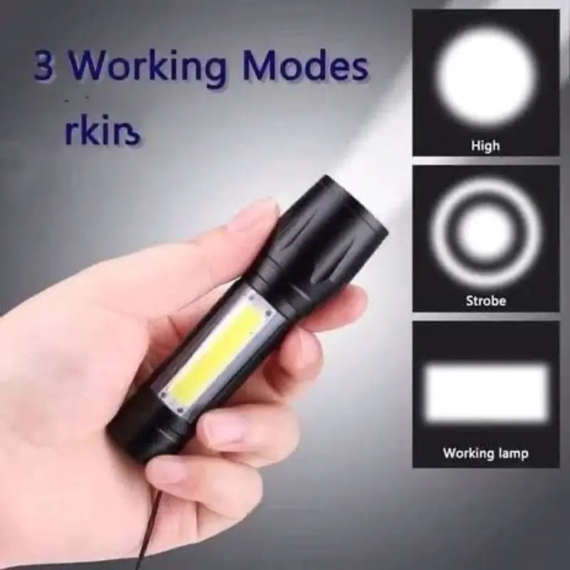 Senter Mini XPE COB Led Zoom Super Terang Swat Police Light Rechargeable / Lampu Pencahayaan 6