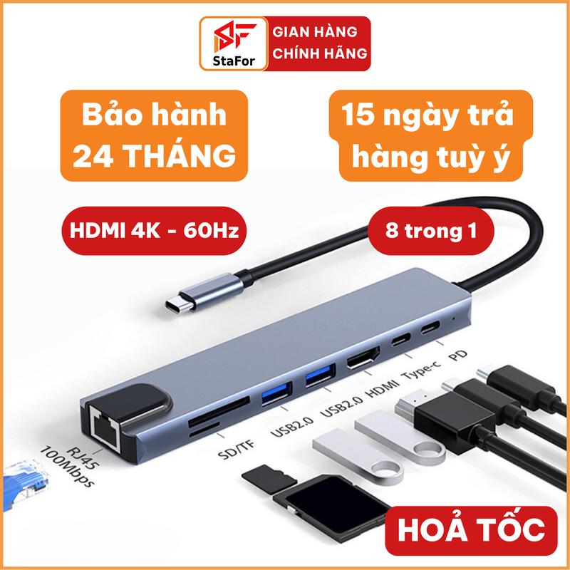  Hub type c cho Macbook Laptop iPad điện thoại sang HDMI 4K USB thẻ nhớ - Cổng chuyển đổi hub chuyển đổi type C. 