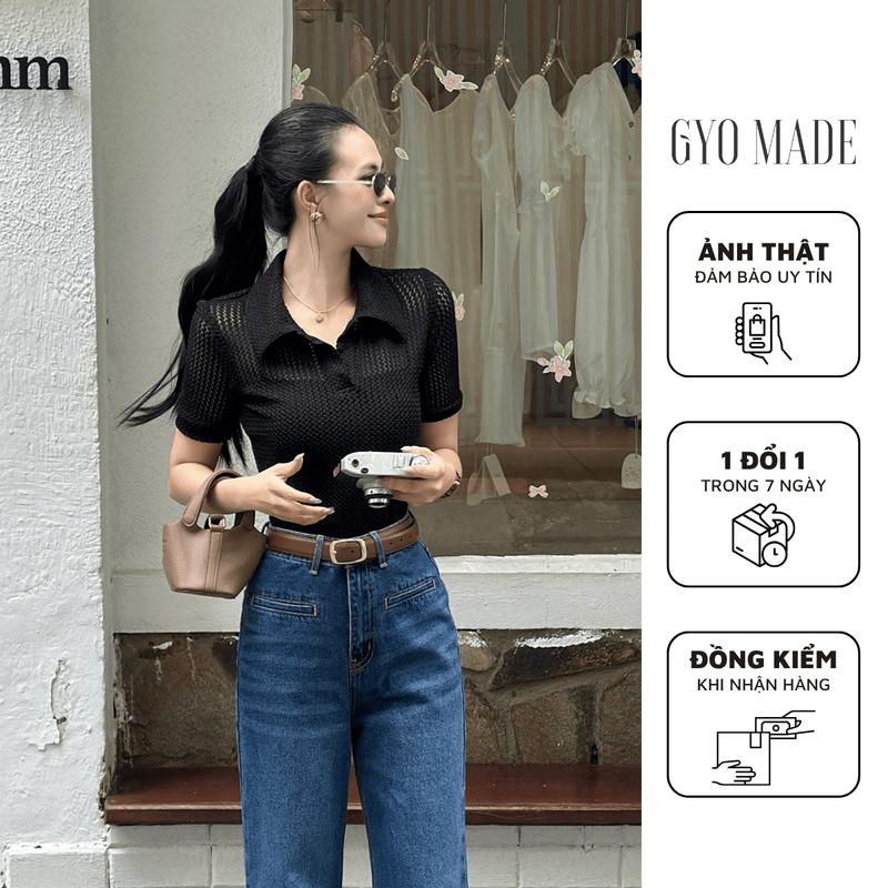 [Mở bán] Áo Polo Nữ GYOMADE Chất Liệu Len Sóng Co Giãn Nhẹ, Mặc Mát (Tặng Kèm Áo 2 Dây Có Mút Ngực) | GA083