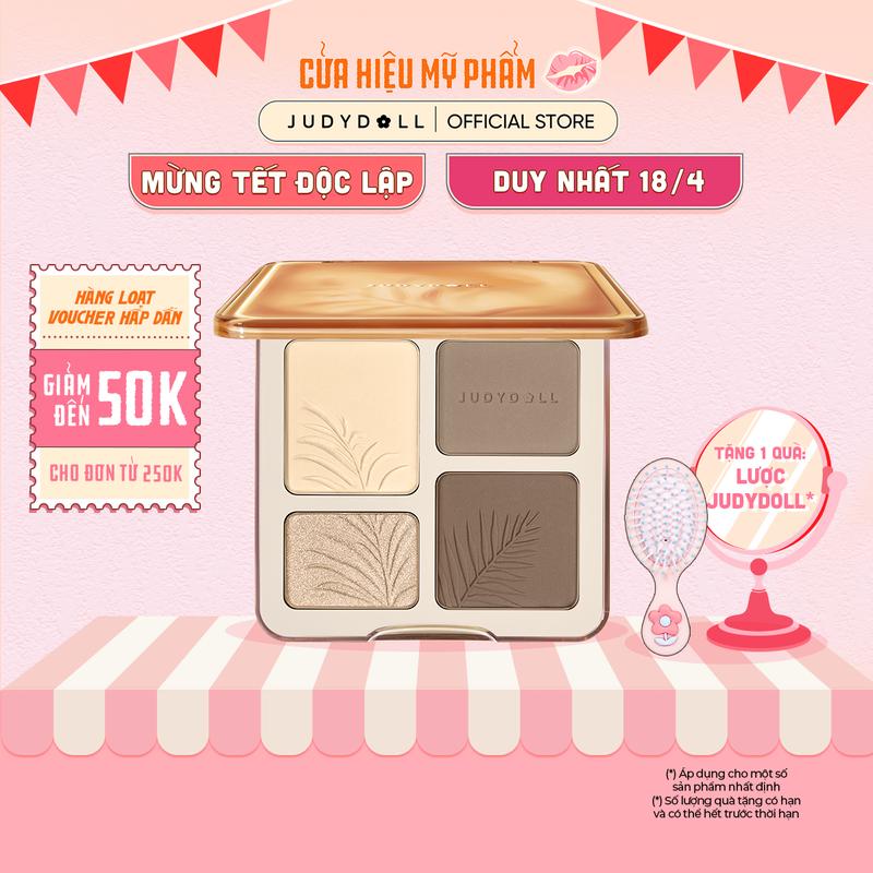 [NEW VERSION] [Phiên bản nâng cấp] JUDYDOLL Bảng phấn tạo khối bắt sáng 4 màu Highlight Contour Palette Mềm mịn Tự nhiên Lâu trôi 9g
