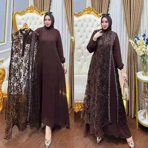 Gamis Wanita Syari Bahan Ceruty Babydoll Adem Outer Lepas Pasang Pilihan Ukuran Lengkap Elegan Fungsional Tanpa Pasmina