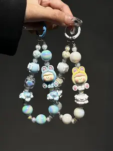 H Gantungan Strap Boneka Motif Beads Phone Charm Gantungan Kunci Tas Gaya Lucu Korea Import Karakter Kartun Lilith Gelang Kunci Manik-Manik Lukisan Tangan Fungsi Gantungan Casing HP Tali Ponsel  anti hilang