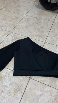 Product Review of Daisy Atasan One Shoulder Scuba Crop Top One Shoulder Scuba Chiffon Lengan Terompet Baju Wanita from Y**a s**🥰 0
