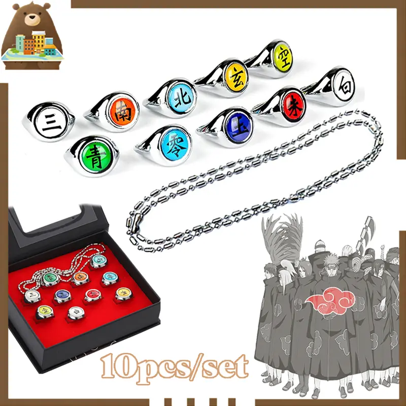Isi 10 Cicin Cincin Akatsuki Naruto Cincin Itachi Style Adjustable Party Accessories Anime Ring Jewelry Akatsuki Cosplay Ring Creative Gift 0