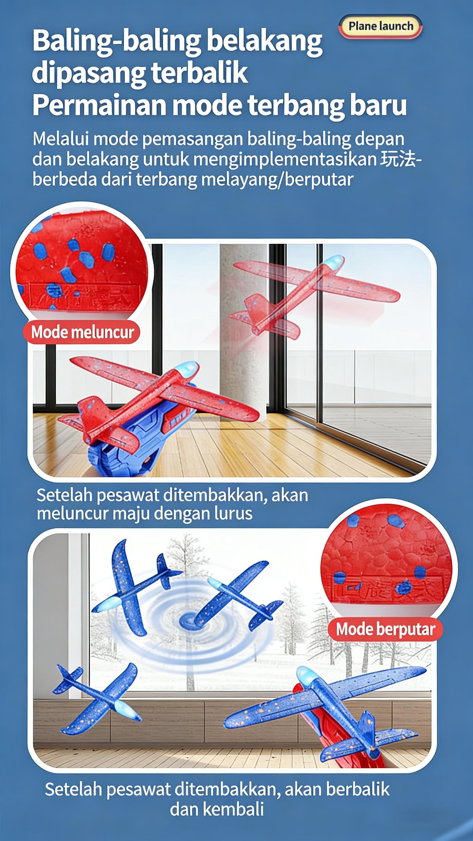 pesawat mainan pesawat Mainan Pesawat Terbang Peluncur Manual Jarak Jauh 10 Meter Bahan Foam Aman Untuk Balita Mainan Viral TikTok Koleksi Terbaru Hadiah Ulang Tahun Anak