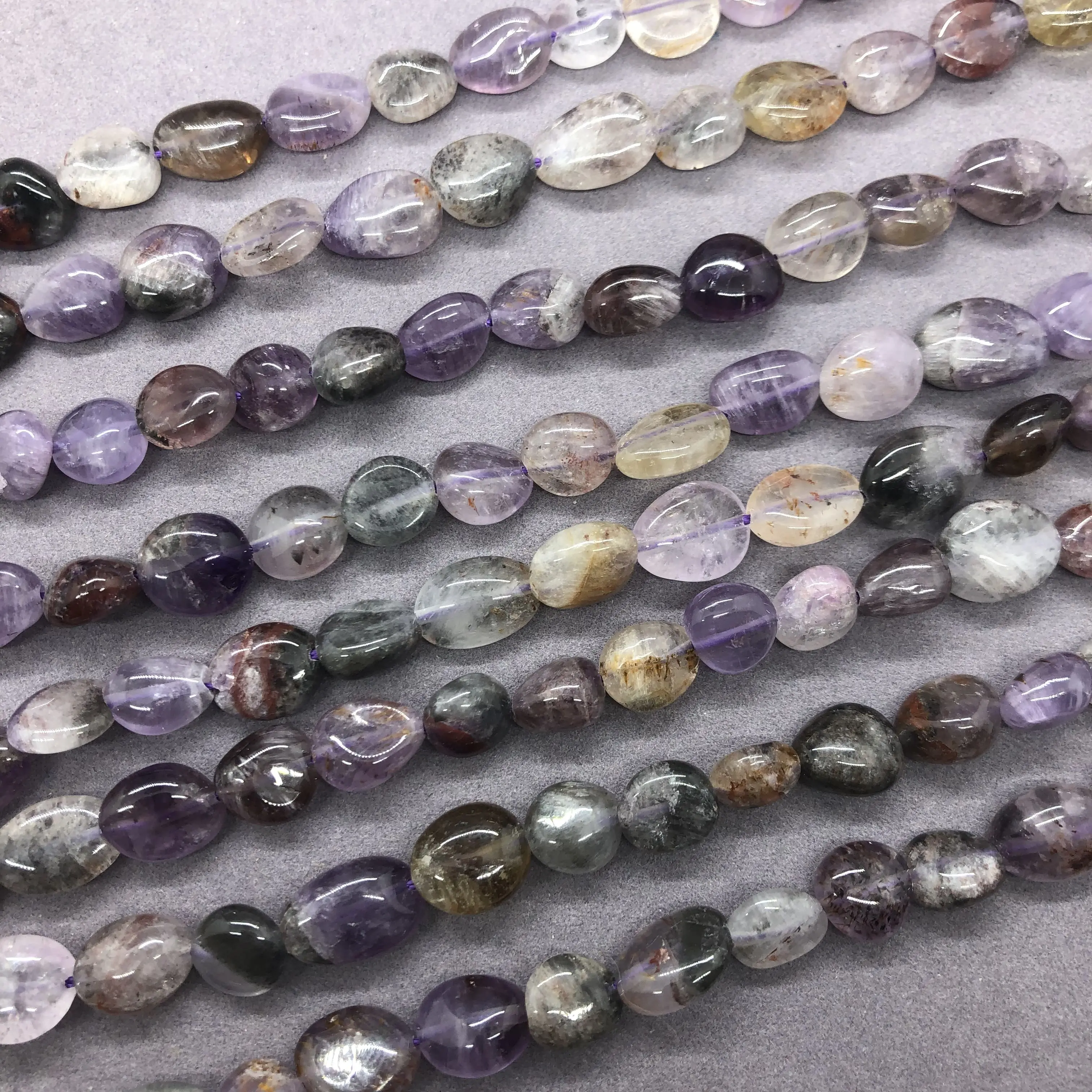 Purple Phantom Quartz Beads Natural Loose Stone Irregular Gravel Shape DIY