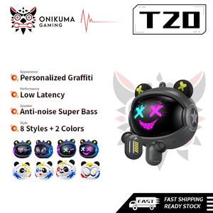 Fon Telinga Wayarles Mini, Onikuma T20, Reka Bentuk Comel, Teknologi TWS, Bunyi Rendah, Bunyi Stereo HiFi, Sesuai untuk Permainan, Bunyi Rendah Kuat, Fon Telinga, Fon Telinga Mini Audio Earphones Mic Amplifier Speaker
