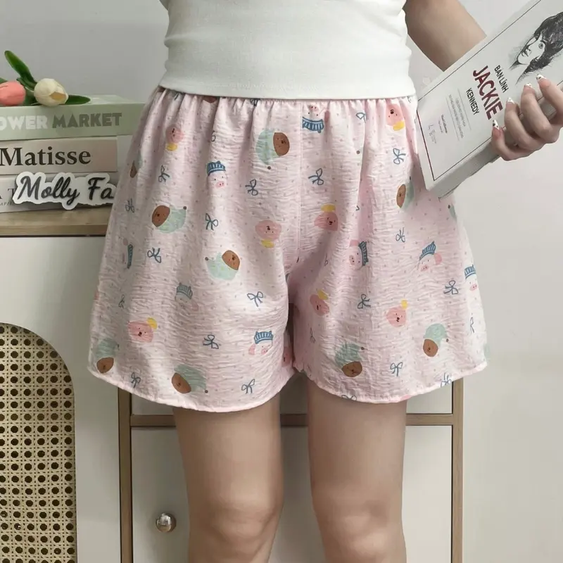 Quần đùi nữ COTTON HÀN BST02 nhiều họa tiết, quần ngủ nữ ống rộng mặc nhà mềm mịn thoáng mát Molly Fashion 2