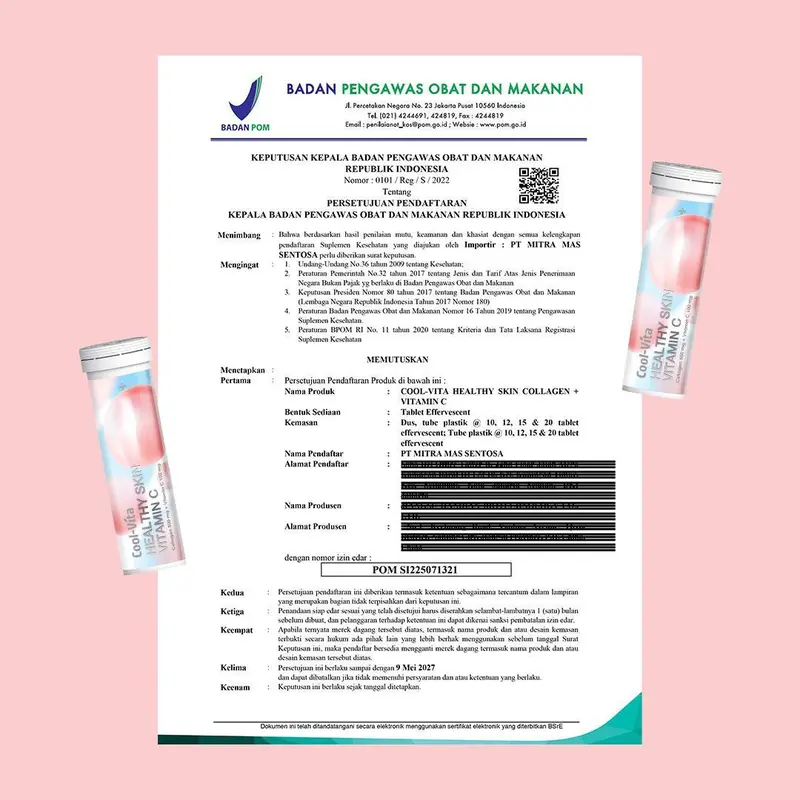 [4T+1]  40 Tablet (4 Tube) Coolvita Collagen Effervescent (1 Tube @10 Tablet) + 1 Pouch Minuman Rasa Buah dan Sayuran 3