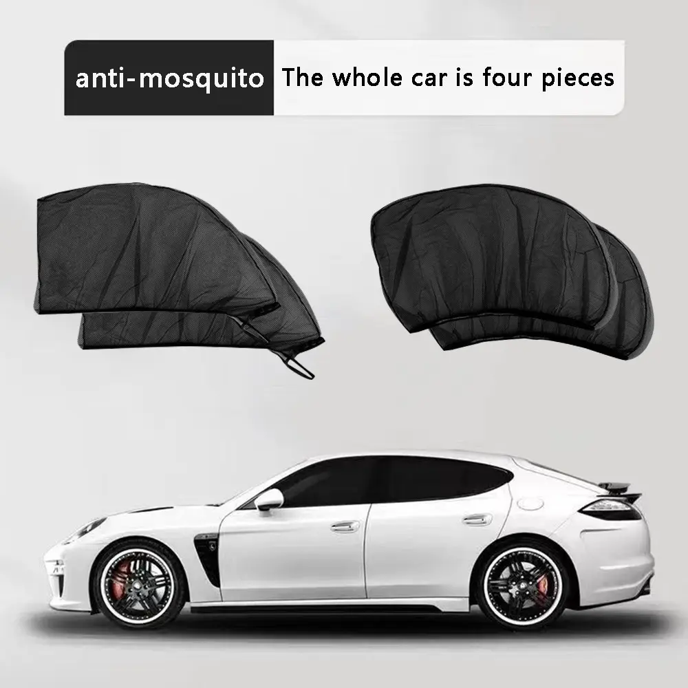 2pcs Car Rear Side Window Sunshade UV Protect Shield Mesh Prevent Mosquito Sunshine Privacy Protection Foldable Curtain
