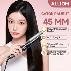 Alliom Steam Catokan Rambut 45mm Super Lebar 3 Detik Panas Cepat Ionic Negatif Hair Straightener Profesional