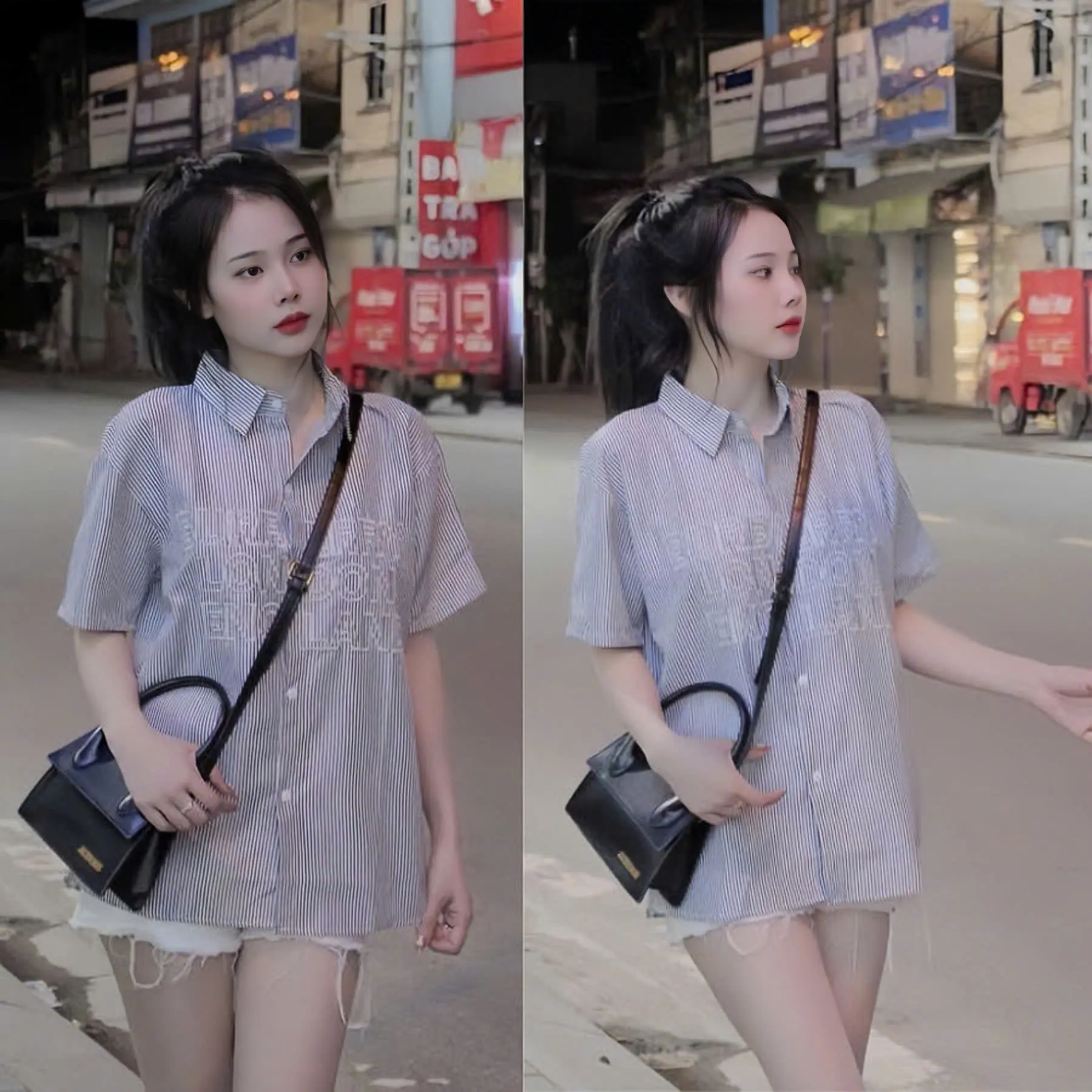 Áo sơ mi nữ hoạ tiết chữ trước áo thời trang mặc đi học đi chơi