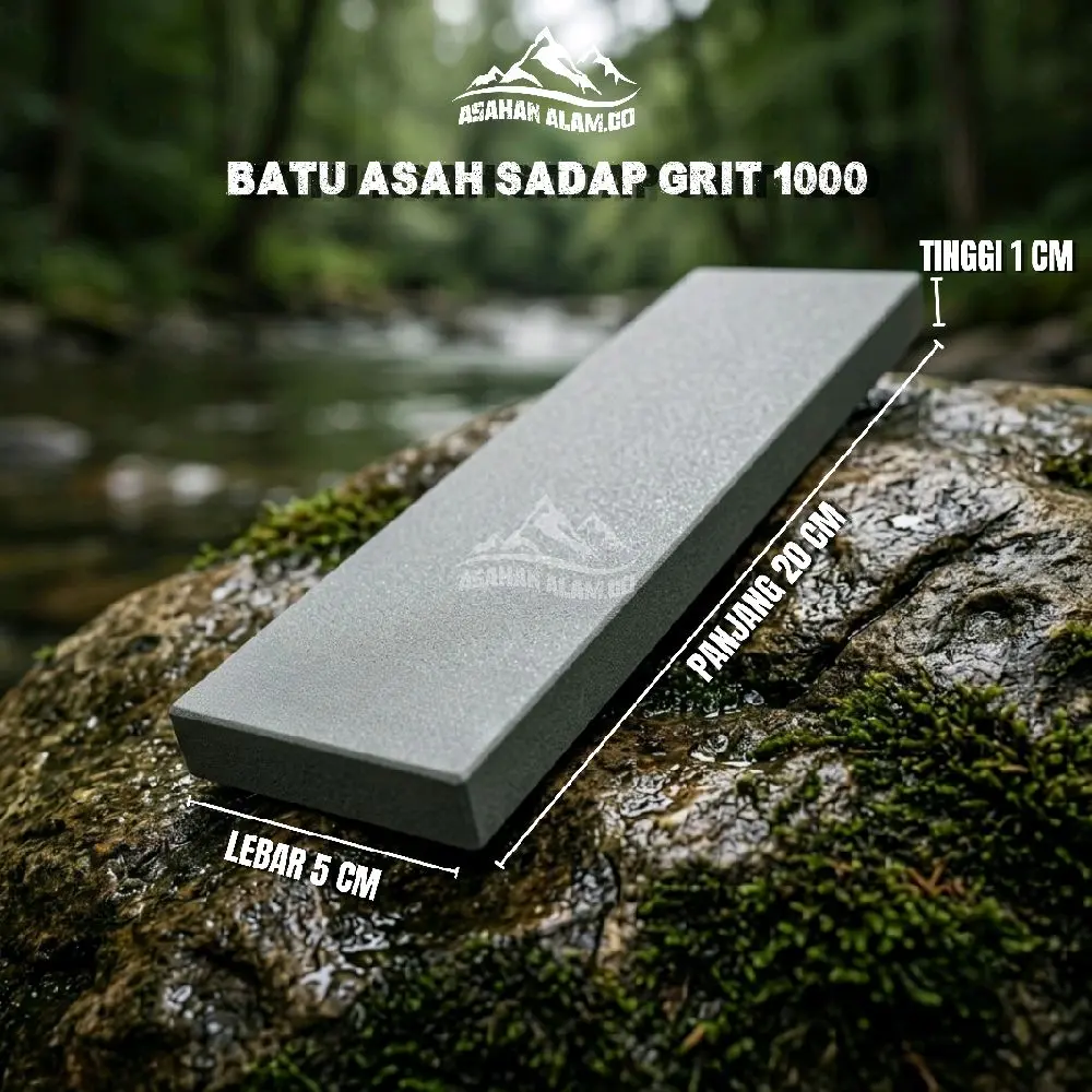 Batu Asah Asli Alam Ukuran 20 x 5 x 1 - Grit 1000, 3000, 4000, 6000 & 8000 - Pengasah Pisau Egrek Sadap Super Tajam