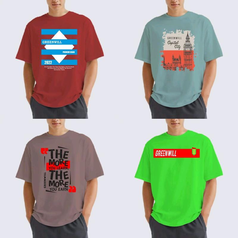 Kaos 100rb 8 Pcs Kaos GreenWill Baju Atasan Lengan Pendek Pria Wanita Dewasa T-Shirt Hitam Distro Oblong 8