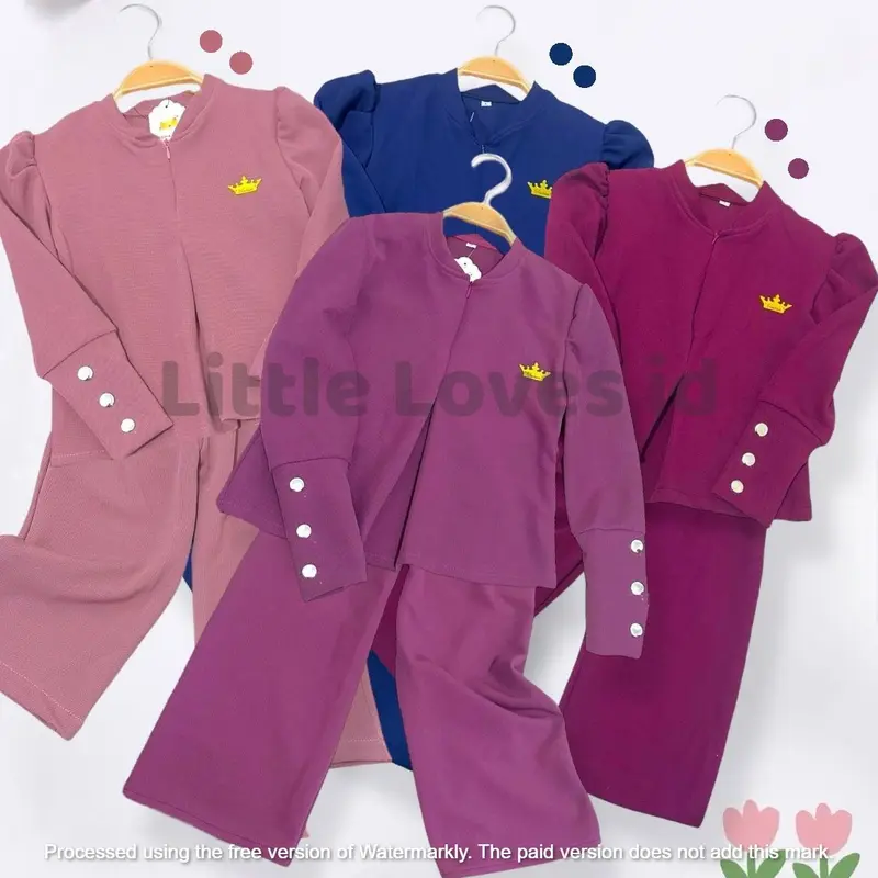 Setelan kulot lebaran anak perempuan model lengan inara bahan knit japan linen usia 1 sampai 2 tahun banyak pilihan warna 0