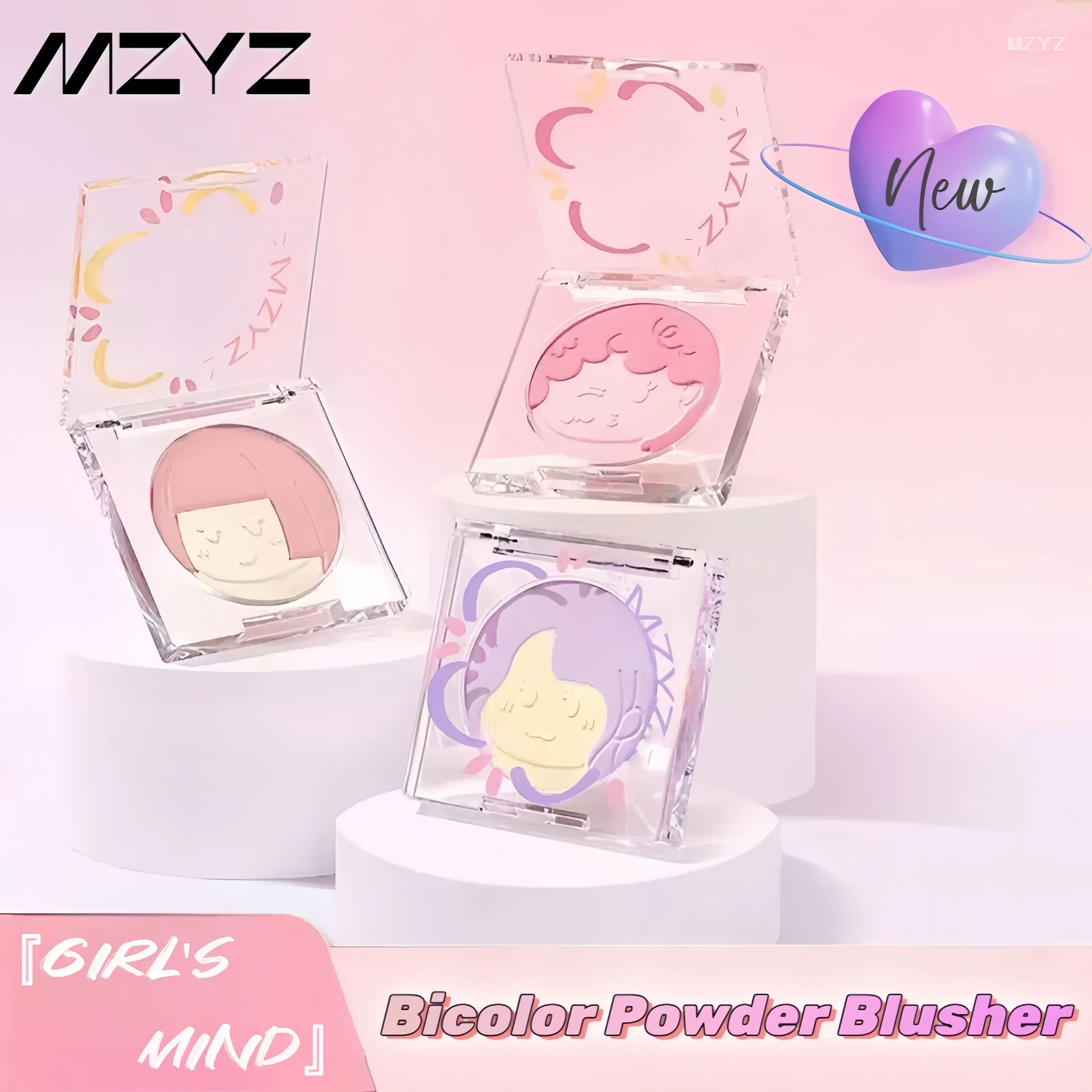 MZYZ 4 colors Cheek blush Highlight Contour Makeup Cosmetic