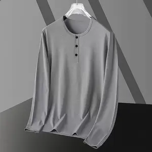 Kaos Polos Pria Lengan Panjang / Kaos Henley Kancing Pria Lengan Panjang / Kaos Distro Casual Kekinian Nyaman Santai
