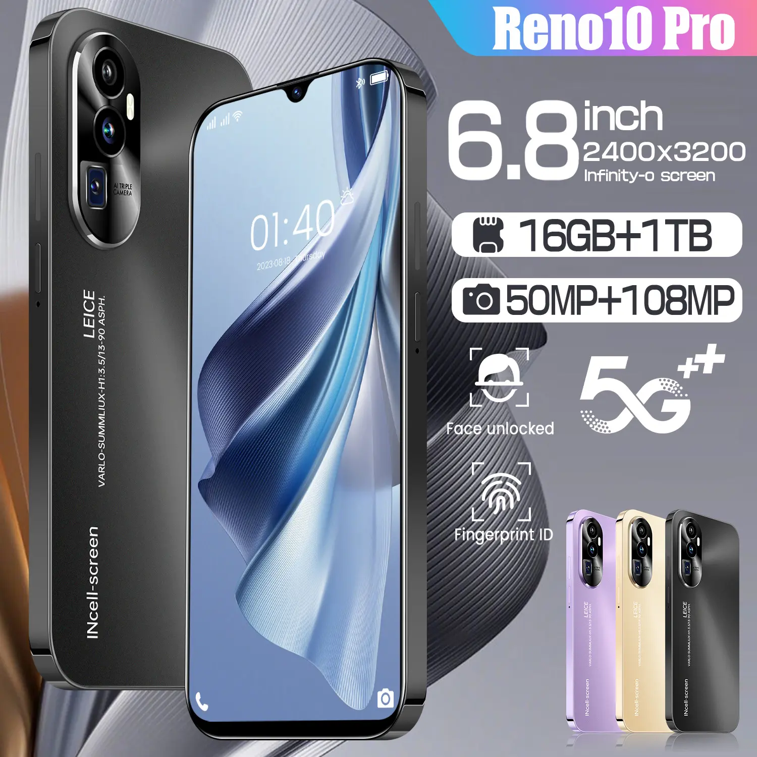 5g large-screen smart machine Reno10 pro dual card dual ready for cheap sale