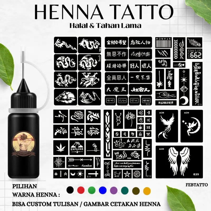 Henna Tato Halal Tahan Lama Bisa Custom Hena Kit 10ml HEN 204 - E25 0