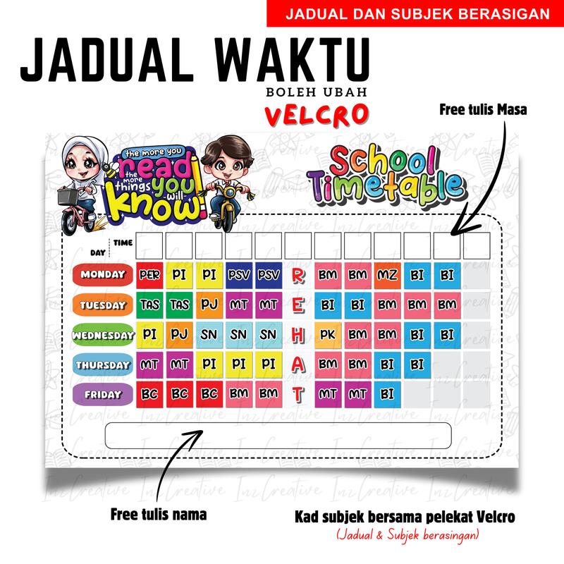 Velcro Timetable Jadual Waktu Boleh Ubah (Velcro) 2024 - Sekolah Stationery - TikTok ...