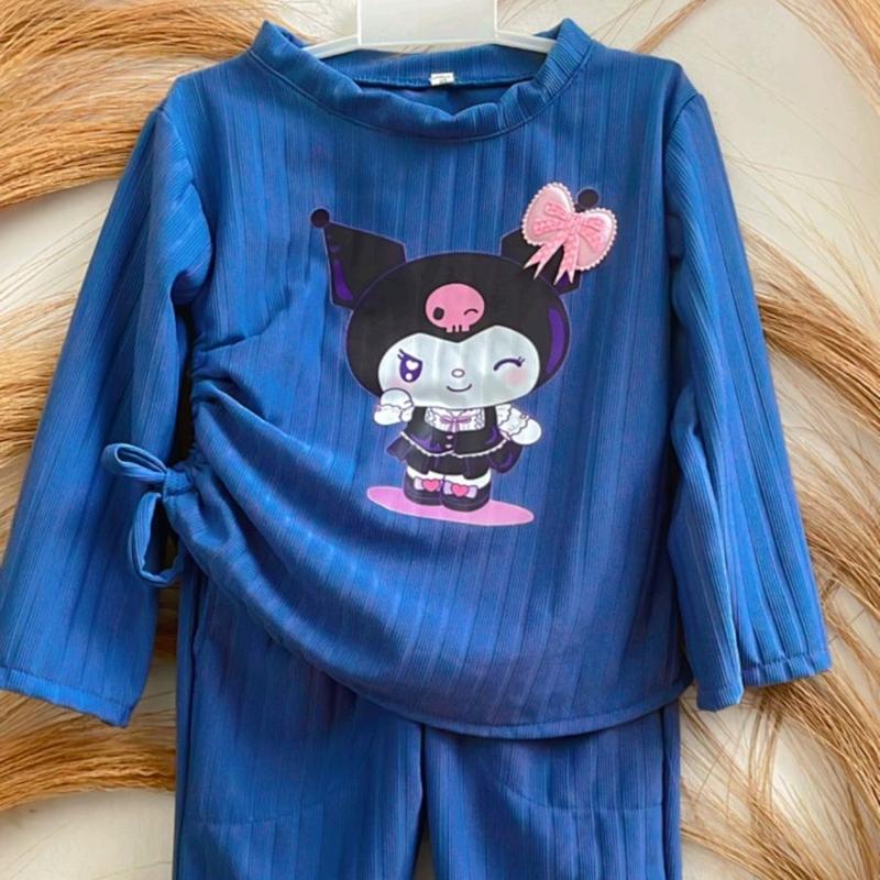 Baju Anak Oneset Celana Cutbray Knit Hornet Dtf Kuromi Untuk Anak Usia 2 Sampai 12 Tahun - One Set Luna 5