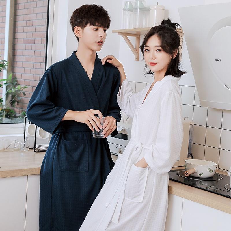 Product Introduction of [Jennifer]PLUS SIZE Couple bathrobe Women long spring and autumn thin section men large size hotel night Dress ladies pajamas 13