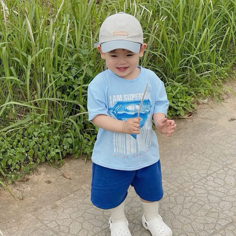 Bộ đùi mùa hè hình superman màu xanh dương cho bé trai