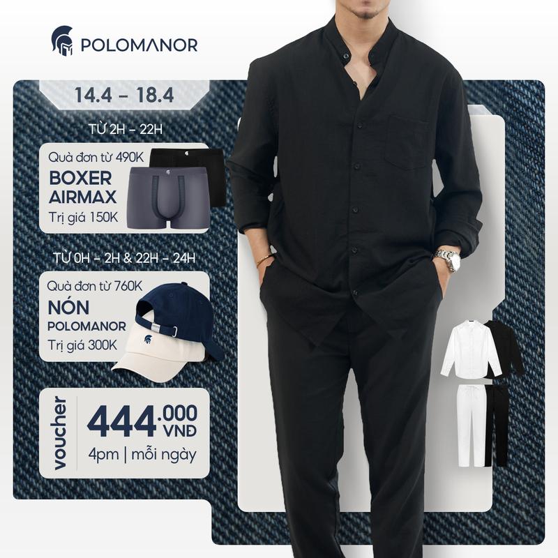 COMBO Quần dài nam LINEN + Áo sơ mi nam LINEN POLOMANOR chất đũi cao cấp, mềm mại thoải mái, nam tính