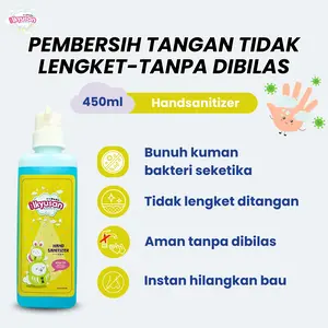 Ikyusan hand sanitizer 450ml Antiseptik Cairan Organik Tanpa bilas Food Grade Aman Untuk  Bayi  Wangi Lemon & ,Sterilkan Kuman Bakteri & Kotoran