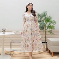 Gambar Cikistore - Giory Dress Wanita midi ceruty with furing | Dress Korean Style Casual - Blue Rose, All Size dari Cikistore_NEW Kota Administrasi Jakarta Timur 4 Tokopedia
