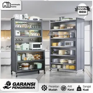 [BISA INSTANT] Lemari Dapur Multifungsi Rak Piring Alumunium Rak Dapur Besi Serbaguna Lemari Piring Minimalis Full Plat Besi