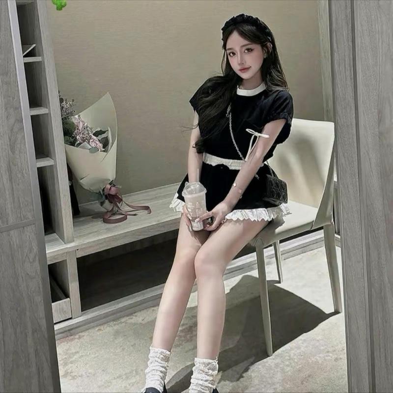 SÉT ĐỒ KIỂU TÁCH RỜI ÁO NỮ CÁNH DƠI MIX CHÂN VÁY XOÈ BÈO PHONG CÁCH TIỂU THƯ -H30 3