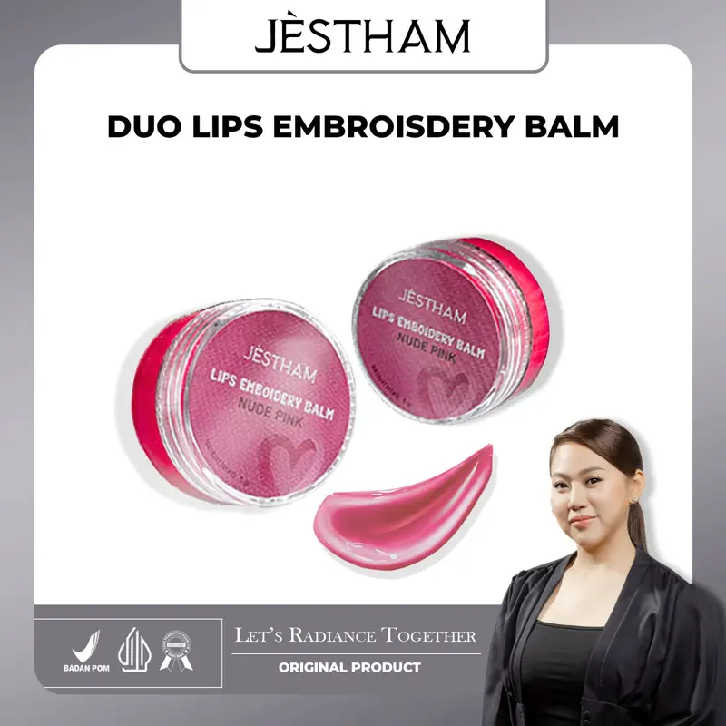 Jestham Duo Lips Emboidery Balm - Lipbalm Pemerah Bibir 1