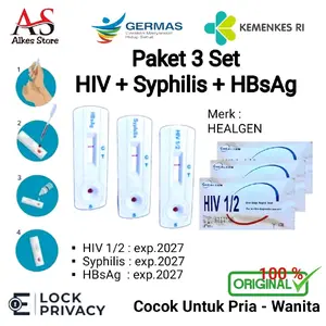 HEALGEN - Paket Test Ibu Hamil HIV SYPHILIS HBSAG Set - Standar Klinik 100% Original Alat