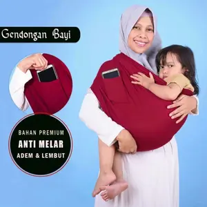 GEOS Gendongan Bayi Trendy Bahan Adem Saku Tebal Navy Cod Polyester - Hitam, Bunda samping pengais gendongan shape bepergian random