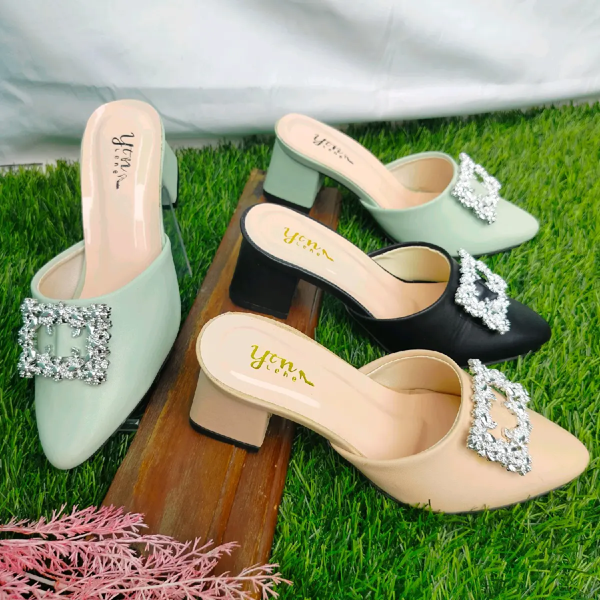 YTN Aunjaa Sandal wanita Hak mules/5cm variasi Jl01 tersedia BIG SIZE Shoes