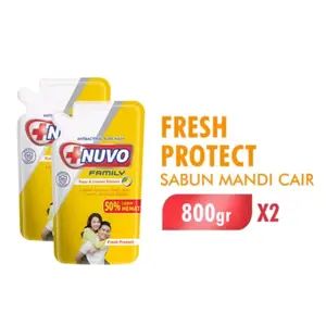 (2 pcs) Nuvo Family Fresh Protect Kuning Sabun Mandi Cair Anti Bakteri Bodywash Kemasan Baru 800gr
