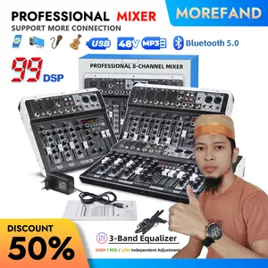 MOREFAND CS 4/6/8 channel Mixer Logam, 99 DSP, 3-Band Equalizer, Antarmuka Kartu Suara, Bluetooth/USB/PC/Perekaman/MP3/MIC/XLR/Keluaran Stereo, Mixer Audio Karaoke Amplifier, Pengiriman 24 Jam