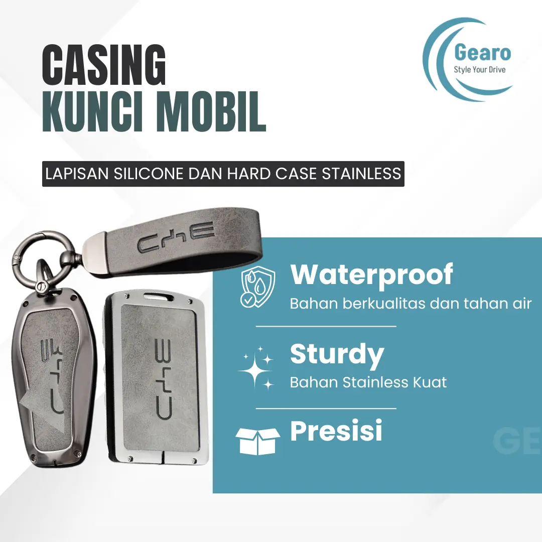 GEARO Casing Kunci BYD Atto 1, Seal, Sealion, M6, Dolphin  | Sarung Kunci Mobil | Cover Kunci Mobil Stainless Steel