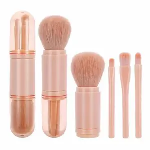 【Pengiriman Cepat 12 Jam】Make UpMallBrush 4 in 1 Portable Kosmetik Brush Travel Kuas Make Up Set Kuas Foreveryoung Highlight Brush, Eyeshadow Brush,Foundation Blending Powder Brush