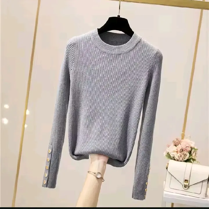 SWEATER BAJU RAJUT INNER MANSET WANITA inara motif kancing turtleneck korean style Atasan Wanita Knitwear Soft Panjang 5