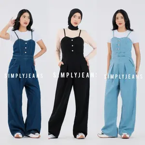 SIMPLYJEANS - Jumpsuit Denim Wanita Biru Loose Pants
